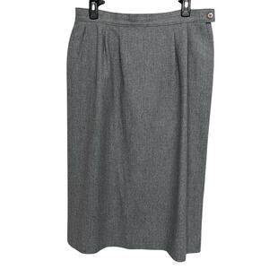 PENDLETON Vintage Gray 100% Virgin Wool‎ Back Slit Pleated Skirt Women’s Size 14